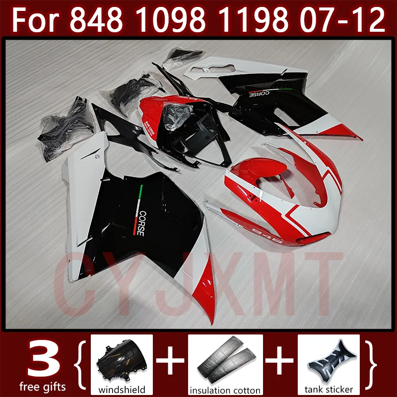 Motorcycle Molding Fairings for Ducati 848 1098 1198 2007-2012 Full Body Fairing Kit 1098S 1198S 07-12 Bodyframe Bodywork Panel