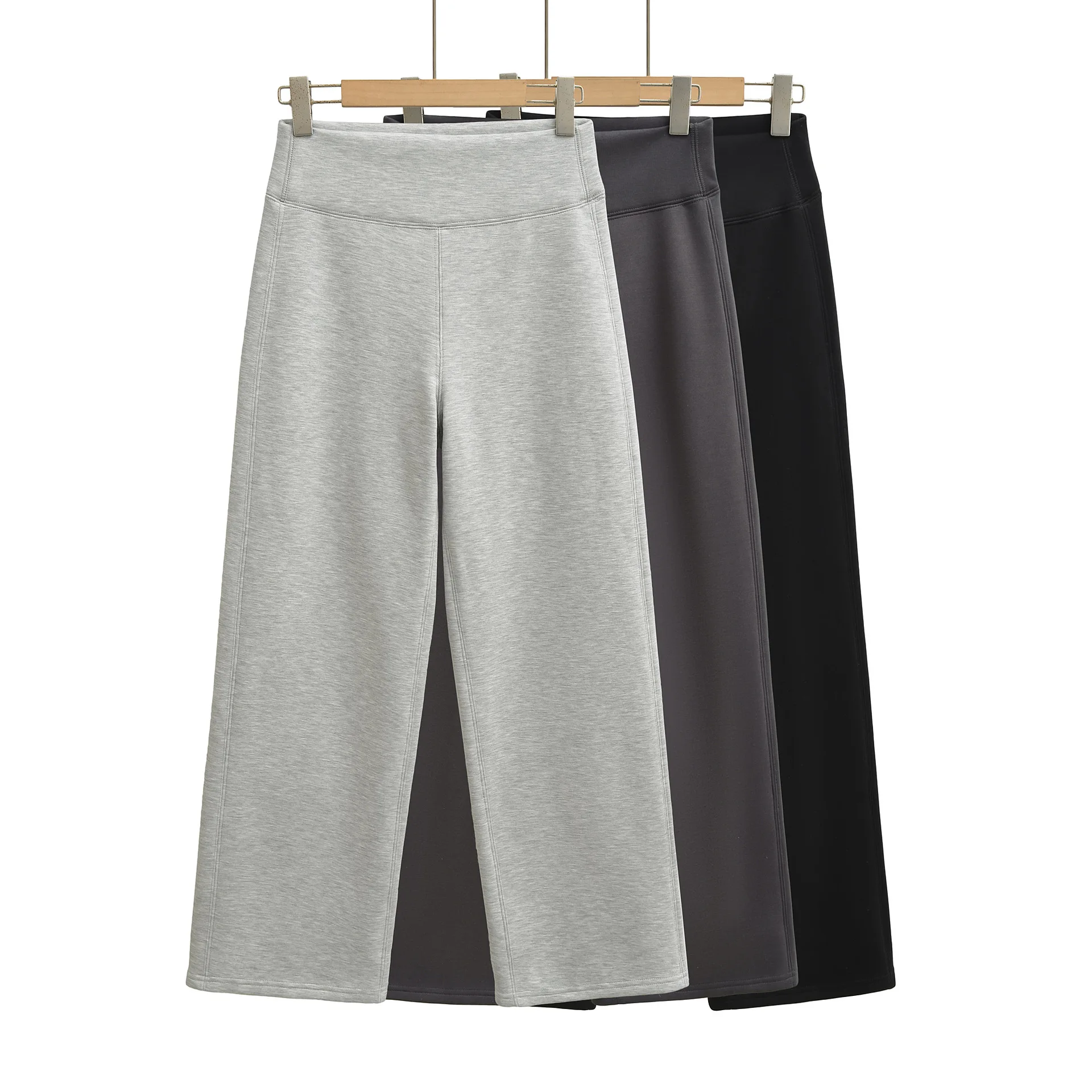 Style Long Pants Spliced Simple Basic Straight Casual Pants Solid Color Casaul Elegant Style Stylish Wide-leg Pants Smooth MGX9