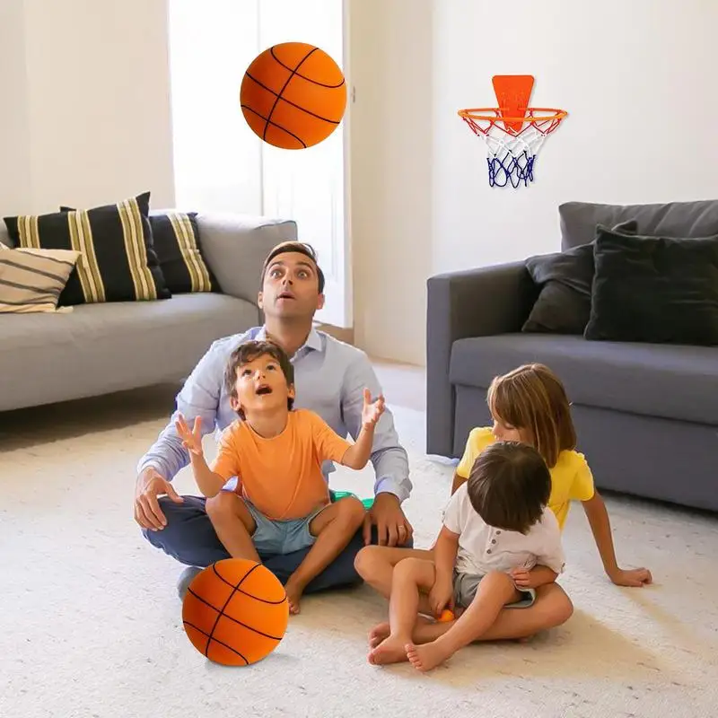 

Quiet Basketball No Sound Basketball Indoor With Hoop No Noise Sport Ball Soft Bounce Equipment For Home Gym Apartment Door Or