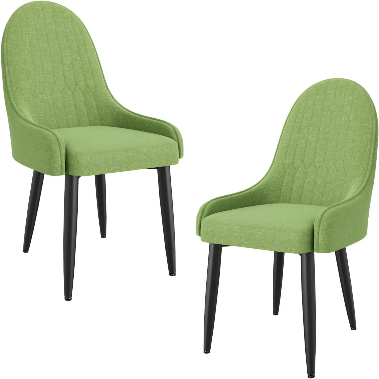 Pack de 2 Sillas de Comedor Modernas Tapizadas en Tela, Silla Nórdica con Respaldo Alto y Patas de Metal (Verde)