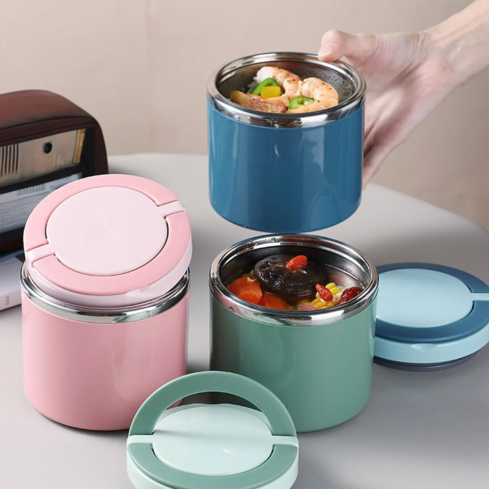 

630ML Food Thermal Jar Insulated Soup Cup Stainless Steel Vacuum Cup Lunch Box With Lid Portable Sealed Bento Box for Kids Adult