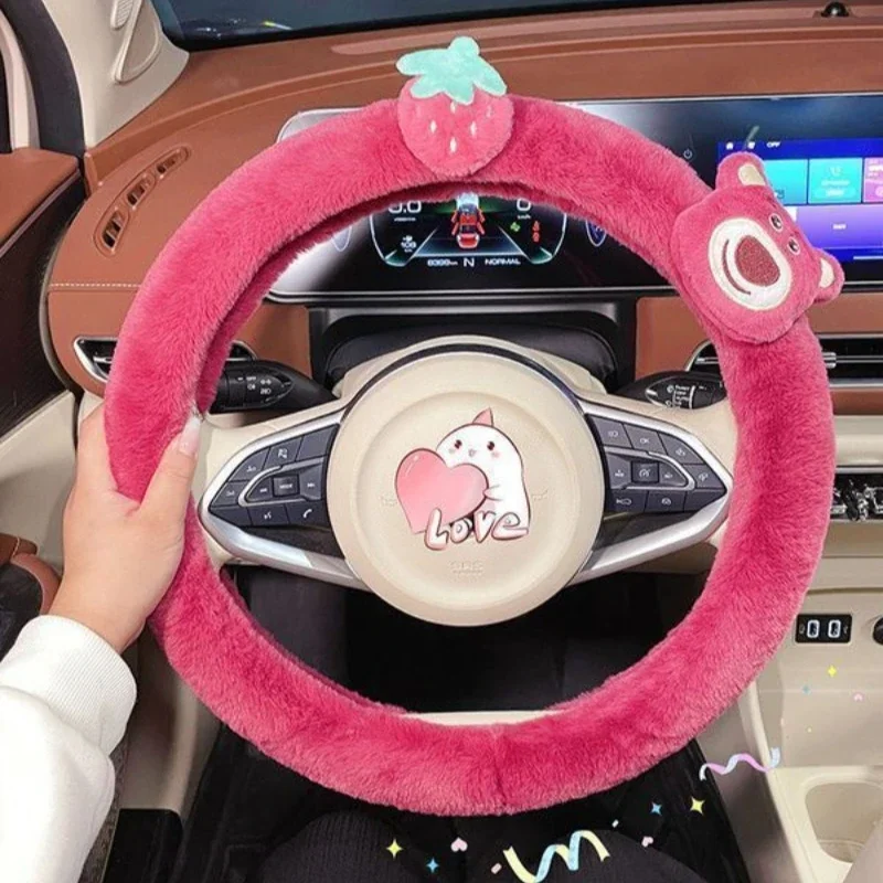 

Disney Cartoon Lotso New Women's Winter Comfortable, Soft and Warm Cute Plush Car Steering Wheel Cover Decoration Wholesale