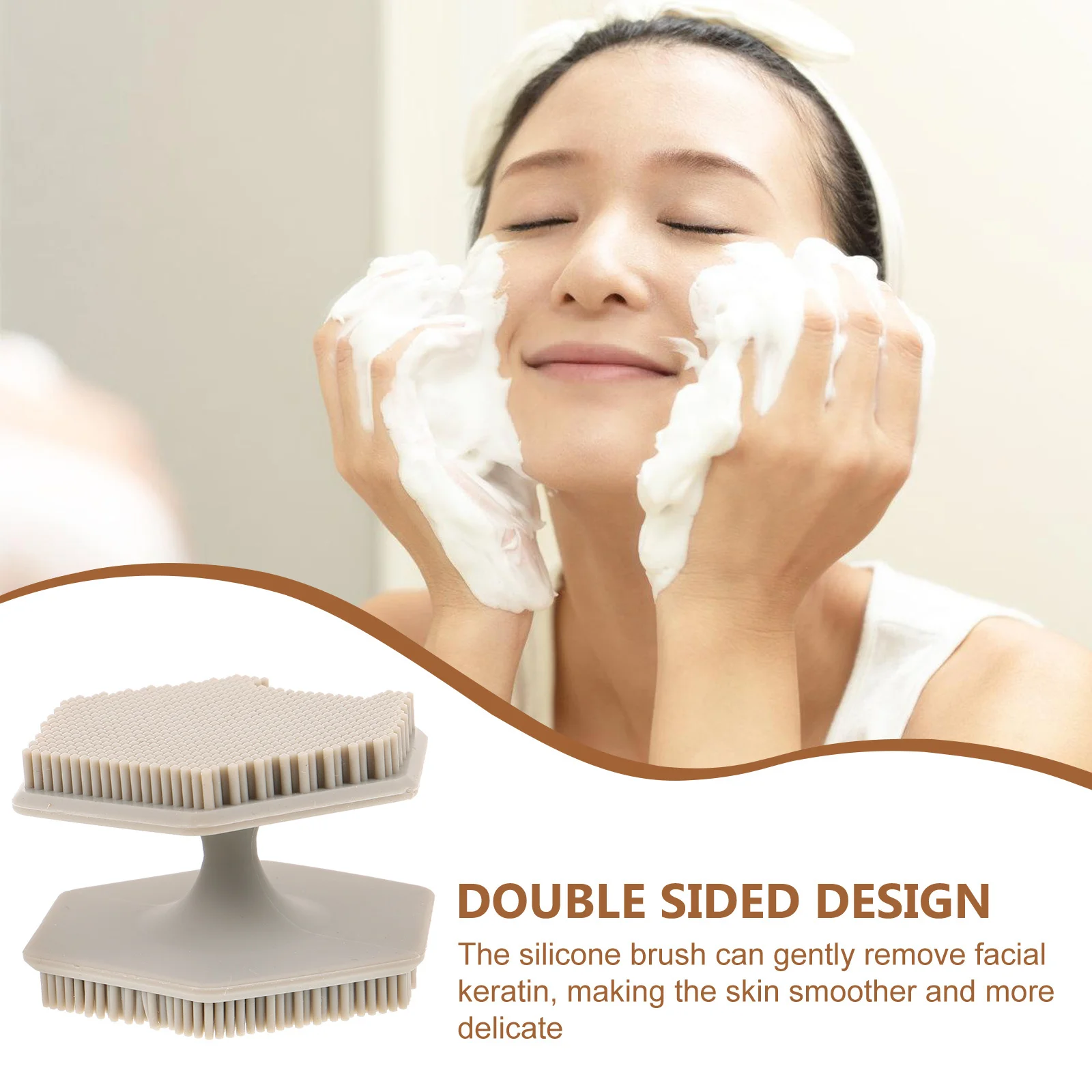 

Silicone Face Cleansing Brush Double Sided Facial Scrubber Exfoliator Deep Pore Clean Face Wash Brush Blackhead Removal