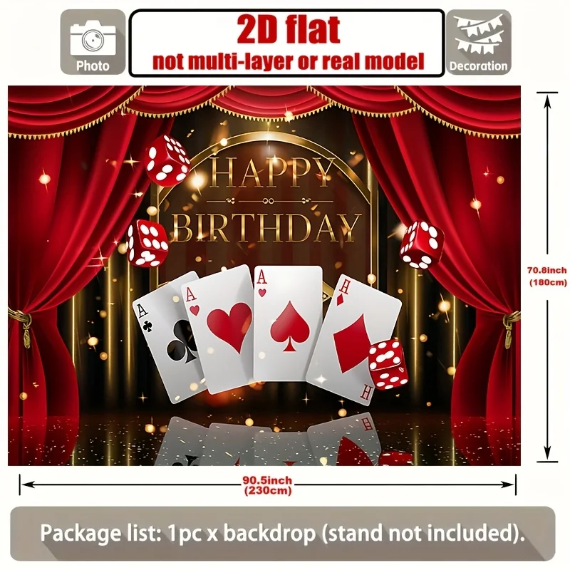 نسيج عيد ميلاد بطاقة البوكر، تصميم Ace of Spades Hearts Diamonds، لوحة فنية جدارية على شكل كازينو لخلفية صور الحفلات وديكور الغرفة #4