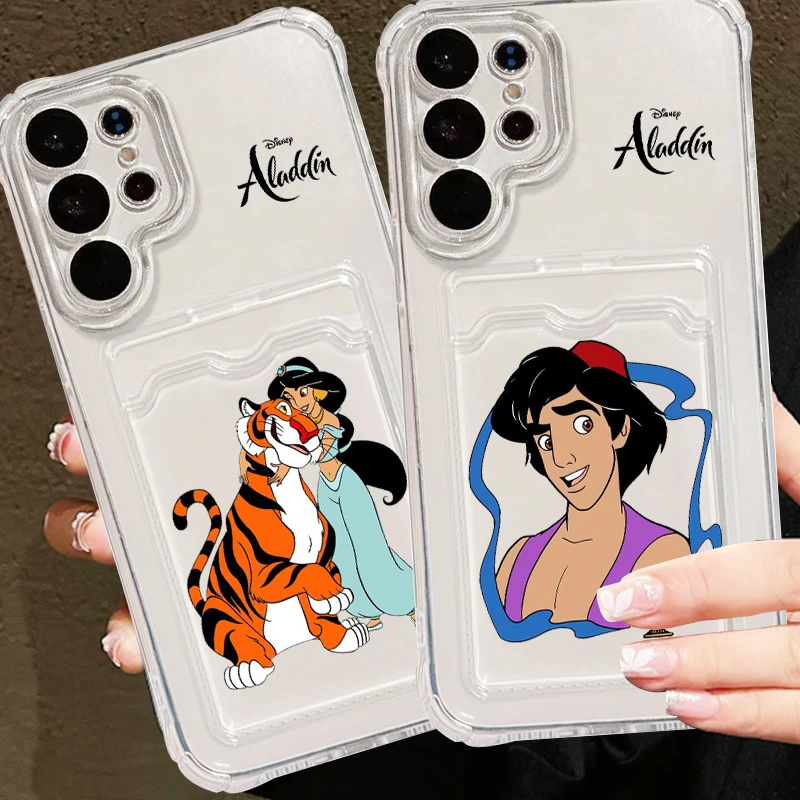 Disney Aladdin Art Classical For Samsung S24 S23 S22 S21 S20 Ultra FE Plus A55 A53 5G Photo Card Bag Transparent Funda