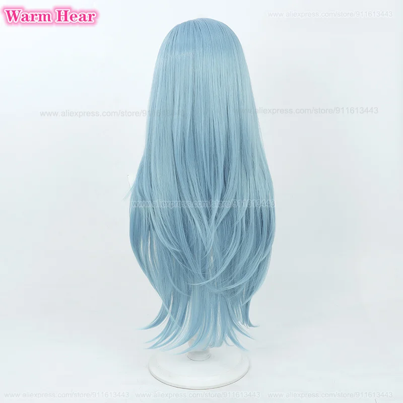 Peruca sintética resistente ao calor para mulheres, cabelo resistente ao calor, peruca de festa anime, azul mar 80cm, Hinomori Shizuku, Em estoque