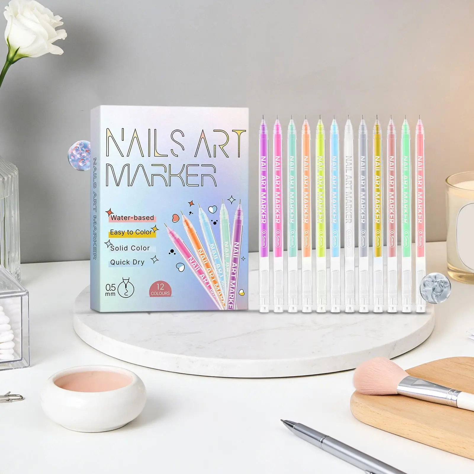 

Маркер для ногтей, 12 цветов, профессиональный инструмент для маникюра, тонкий наконечник, маркер для ногтей для девочек, путешествий, командировок, использования в помещении