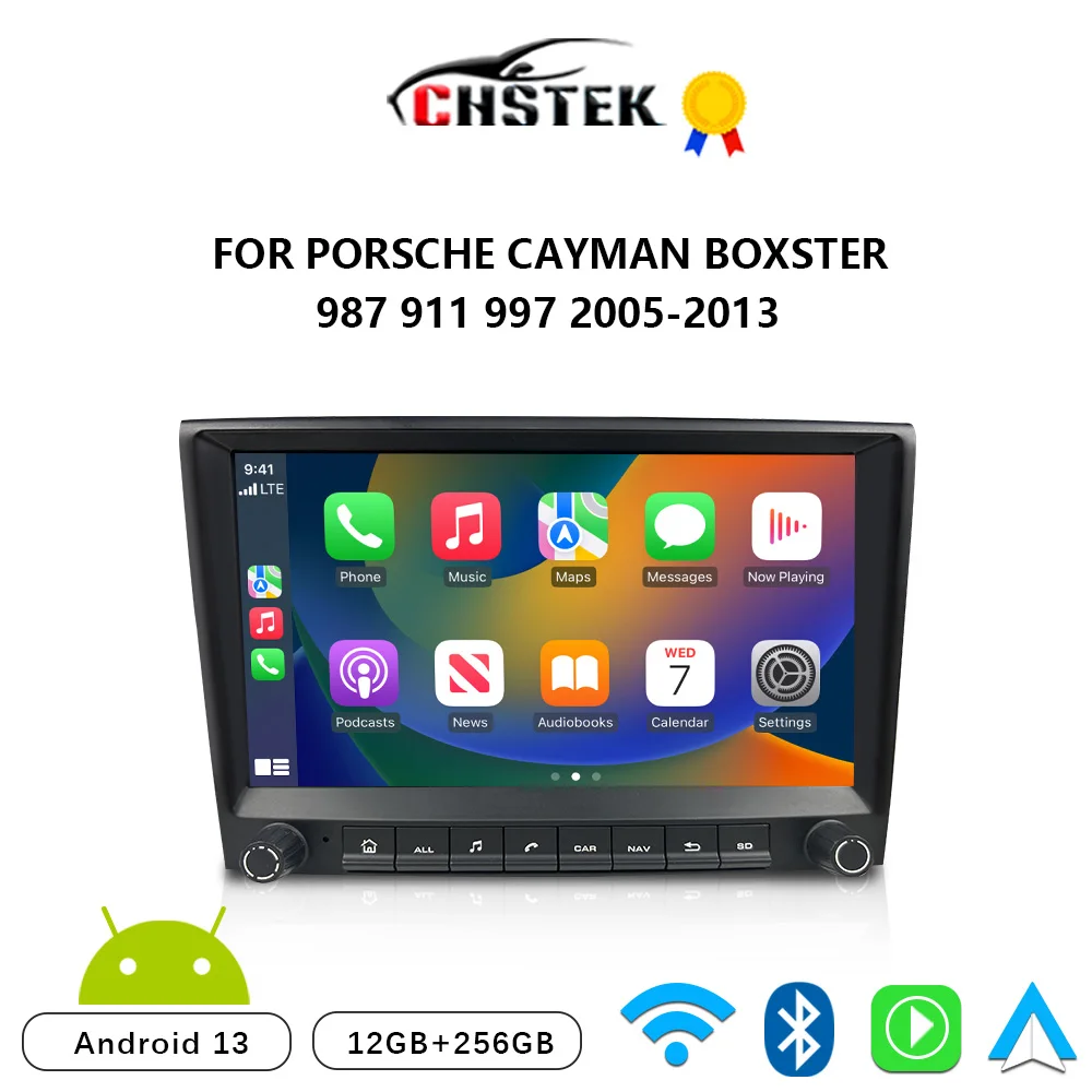 Автомобильный радиоприемник CHSTEK Android 13 Carplay для Porsche Cayman 911 987 Boxster 997 2005-2013, мультимедийная навигация, Bluetooth WIFI 4G DSP