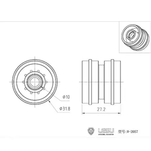 1/14 RC LESU Hydraulic Trailer Truck A0020 A0005 DIY for Tamiyaya Metal Wheel Hubs Model TH16937