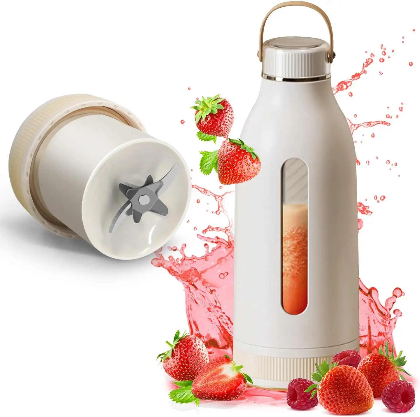 

Portable Smoothie Blender - 18Oz (Approx. 510.3G) Usb-C Rechargeable, Ideal For Travel, Picnic & Office Use