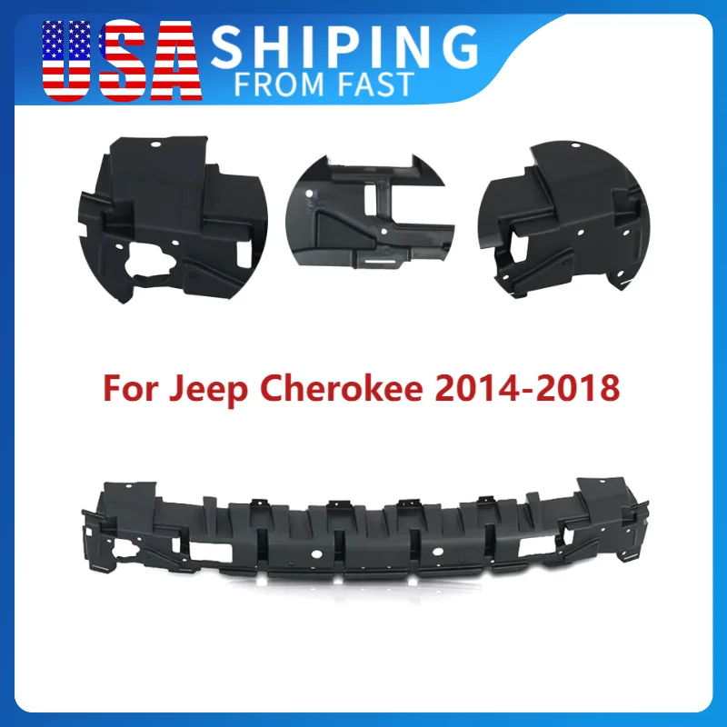 

Передний бампер подходит для Jeep Cherokee 2014-2018, черная крышка бампера, поддержка ударного энергетического амортизатора, автомобильные аксессуары 68200495AB