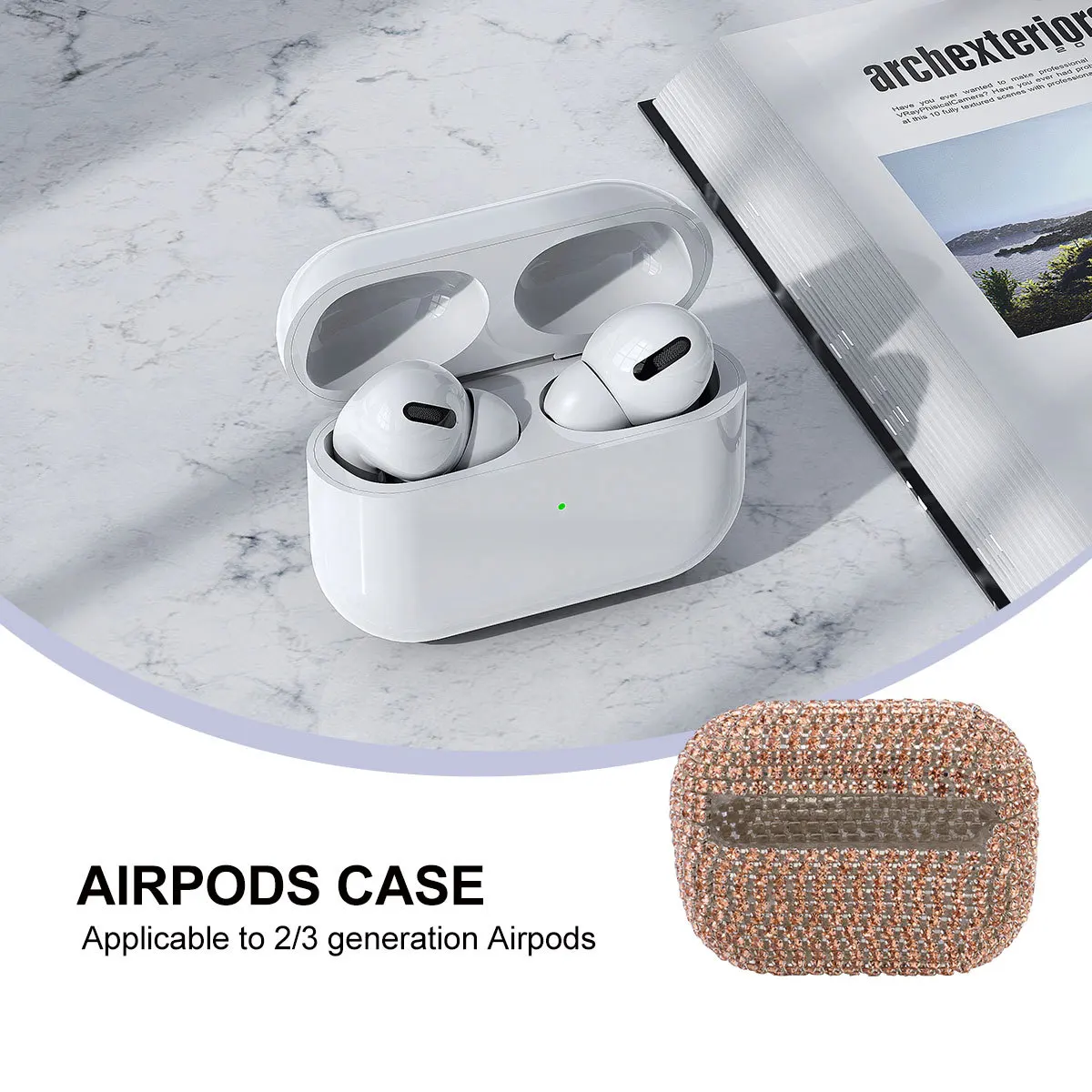 

1pc Glitter Case Compatible With Airpods 3 Rose Pc Material Shiny Headset Cover Travel College