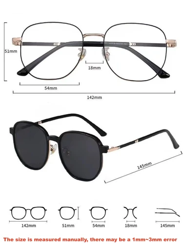Imagen 2 del producto YIMARUILI, gafas con Clip magnético poligonal de tendencia a la moda para mujer, montura de gafas graduadas ópticas ultraligeras de gran tamaño UV400