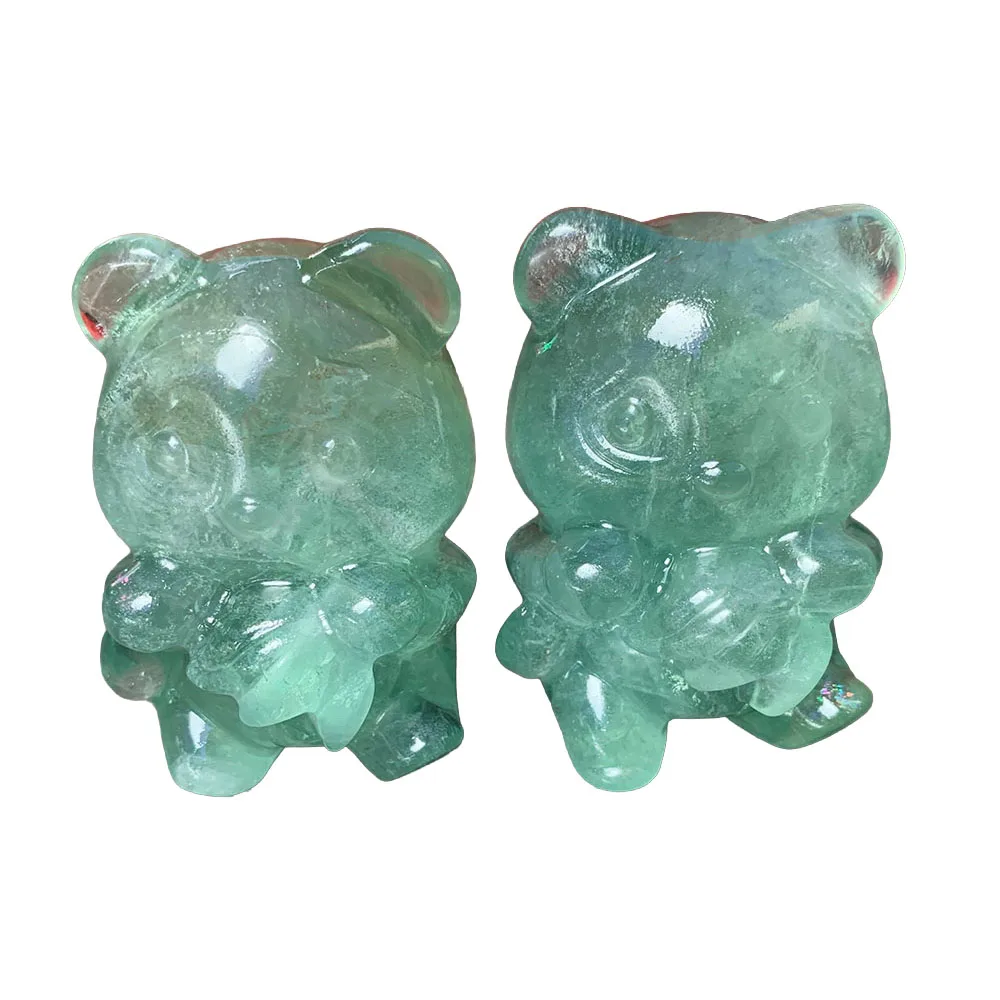 Figurine de panda en fluorite naturelle - Statue d'animal sauvage en cristal sculptée à la main de 5,5 cm pour décoration de collection