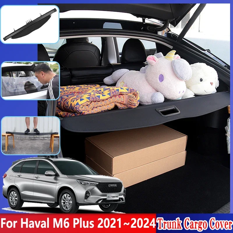 

Car Trunk Cargo Cover For Great Wall Haval M6 Plus 2021~2024 GWM Retractable Shield Partition Privacy Shade Interior Accessories