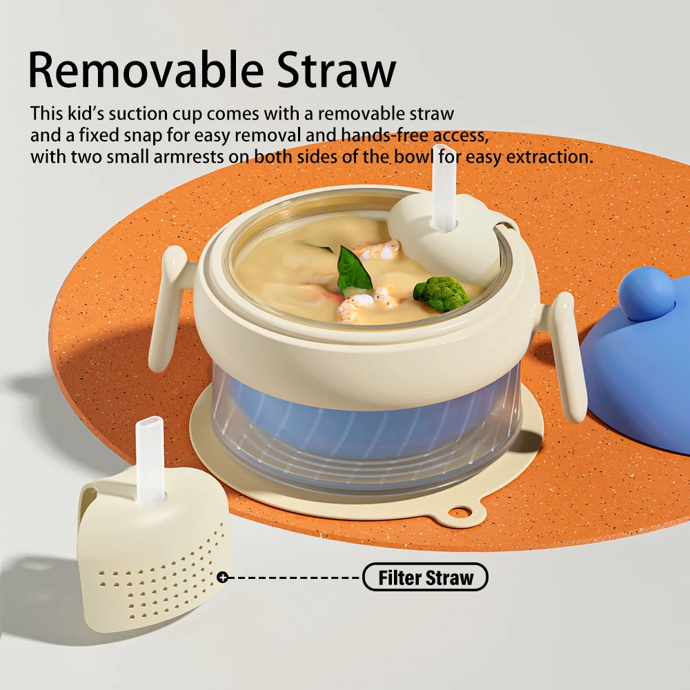 وعاء أطفال معزول مملوء بالماء من PPSU، وعاء فطام بدرجة حرارة ثابتة، بطانة مزدوجة مزدوجة الجدار، مضاد للحرق، مقاوم للسقوط، شفط B #6