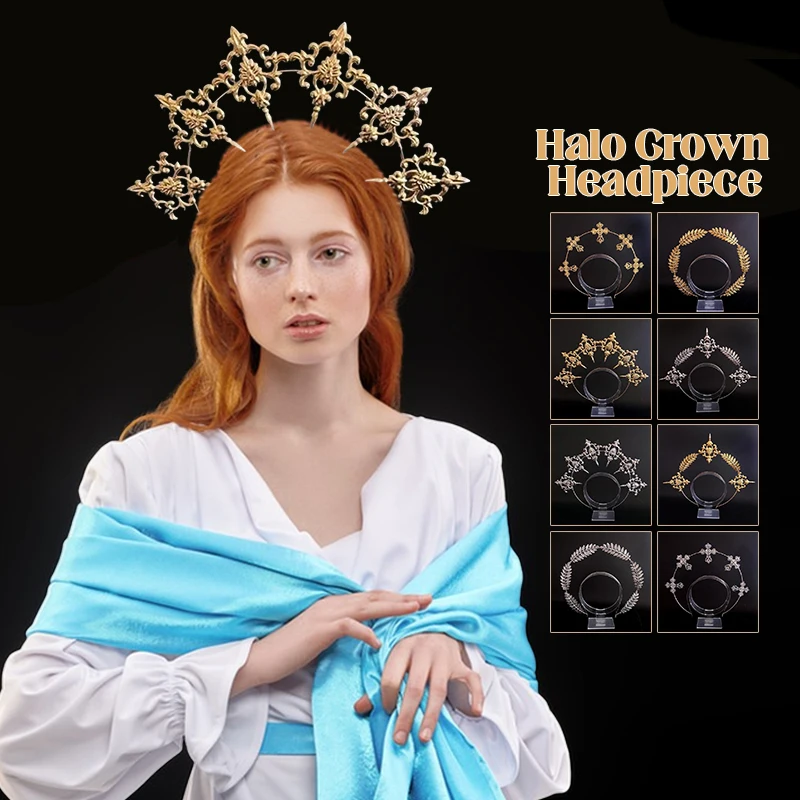 Sun Goddess Angel KC Halo Crown Headpiece Baroque Tiara Finished Headband Lolita Collection Gothic Cosplay Hair Accessories