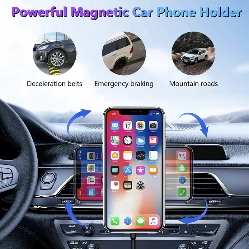 

UYUXIO Fast Charging 15W Strong Magnetic Car Charger Wireless Charge Car Mount Phone Holder for iPhone 16 15 14 13 12 Series