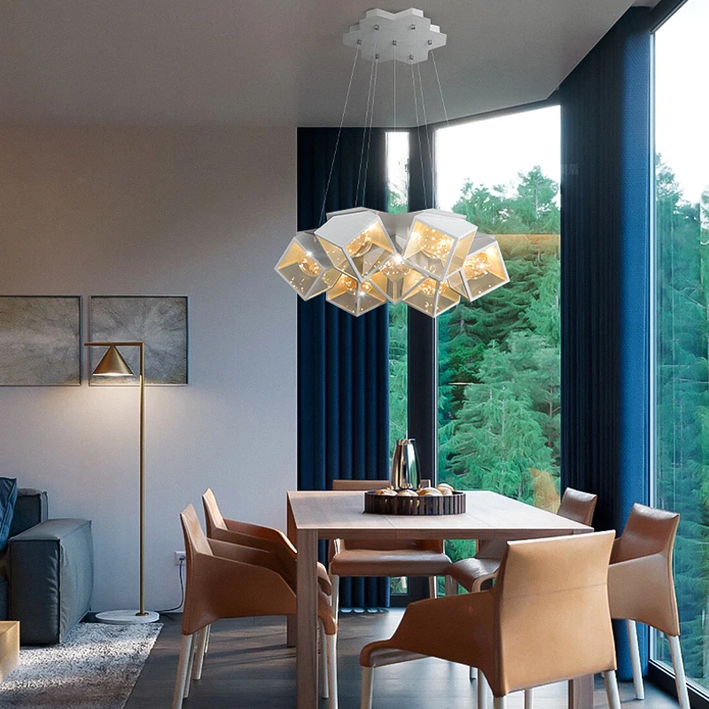 Modern Minimalist Pendant Light Magic Cube Hanging Lamp Home Decoration LED Chandelier for Living Dining Room Bedside Cafe Hotel