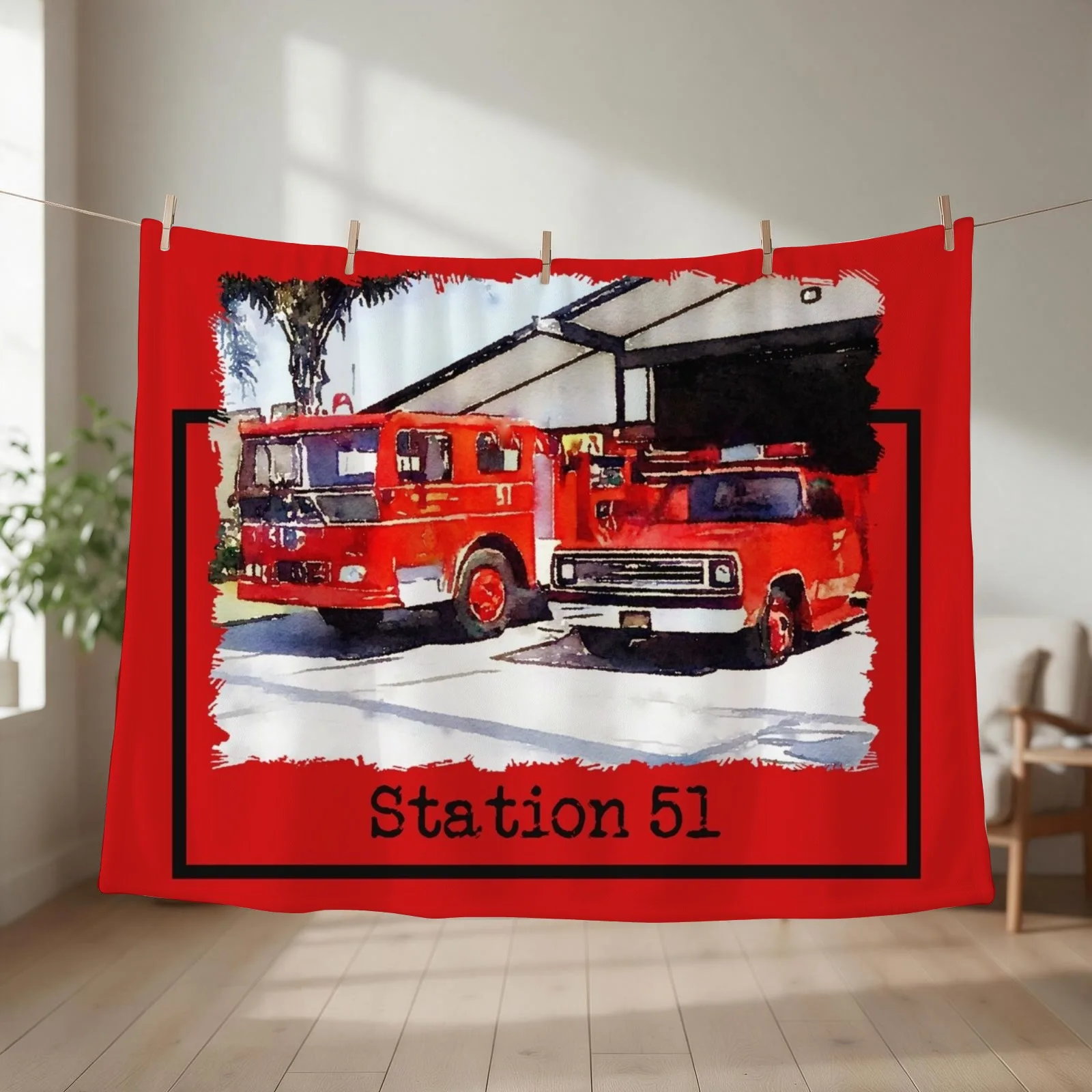 Fire Station 51, Emergency TV Show, Firetruck Throw Blanket Hairys Kid'S Blankets For Baby Plaid Blankets