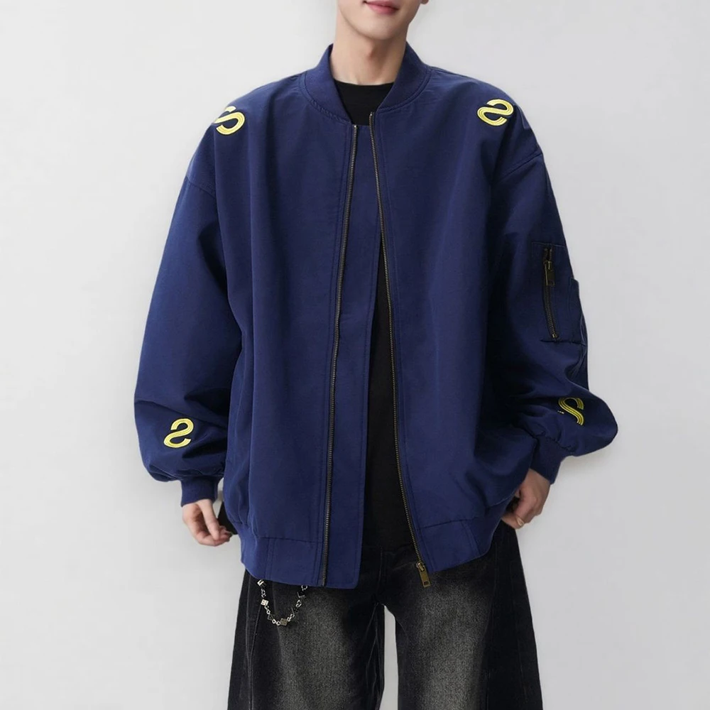 

2025 зимняя новая мужская однотонная куртка с длинными рукавами, американская ретро-мода, модный уличный повседневный свободный нишевый мужской топ