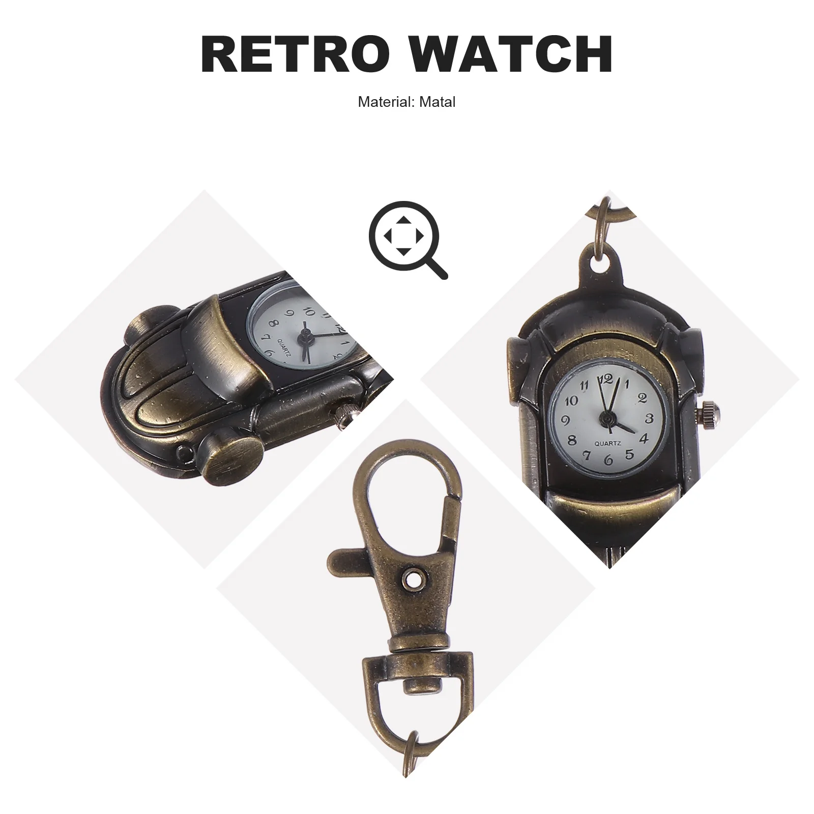 1 قطعة شكل سيارة الزخرفية الجيب الميكانيكية ساعة الجيب الرجالية هدية خمر ساعة الزخرفية للملابس قلادة هدية #3