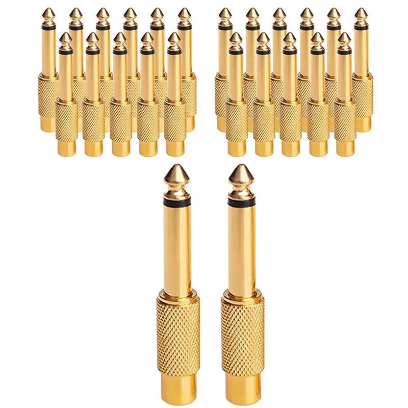 24PCS RCA Female 6.5Mm To 6.35Mm TS Mono Plug Audio Connector Mono Plug Male To RCA Female Connectors Plug