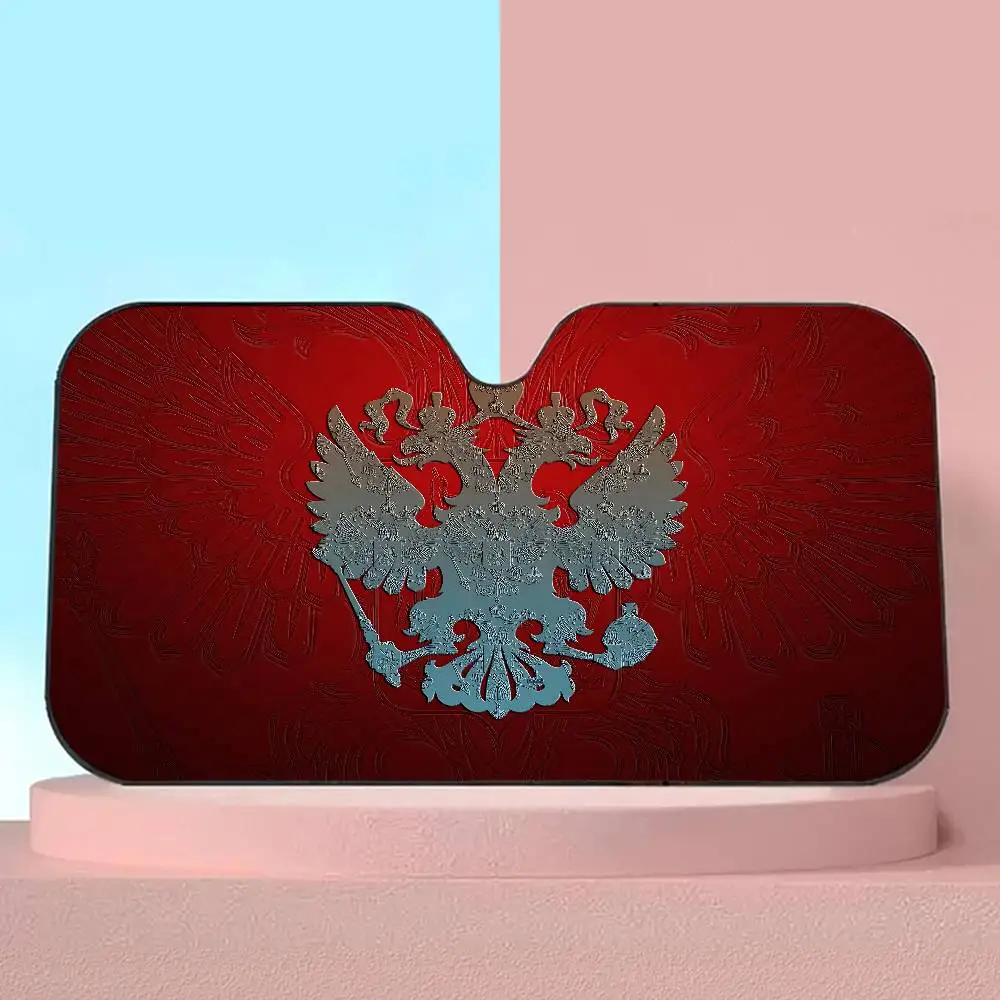 R-Russian Flag Car sunshade window sunshade sunblock Front windshield hood Interior front baffle double ring sunshade