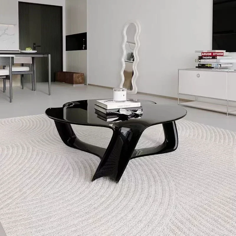 Modern creative light luxury FRP electroplating hollow cloud coffee table model room living room special-shaped irregular tea