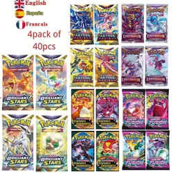 Cartes Pokémon GX Vmax EX Mega Evolution, collection de jeux brillants, carte de bataille et de transformation, cadeaux de vacances, 40 pièces