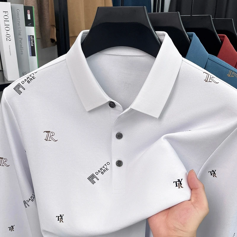 Autumn New Style Korean Men's Long-Sleeved T-Shirt with Collar