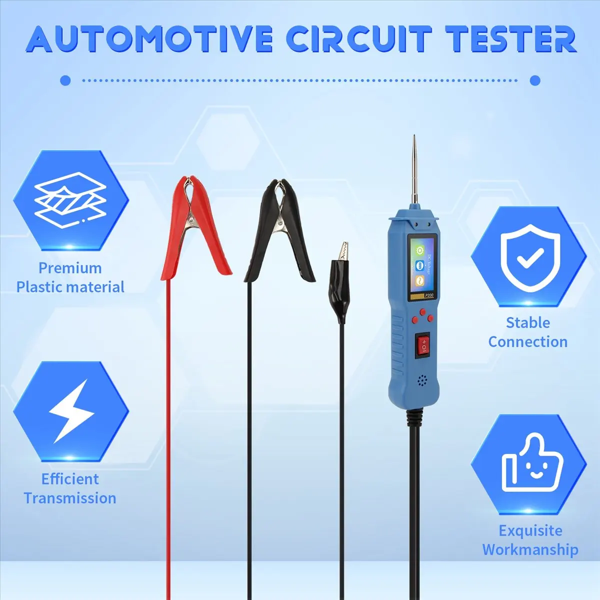 

12 24 В P200 Тестер автомобильных цепей Зонд силовой цепи Электрический тестер Лампа непрерывного напряжения Тестовая лампа 2 м