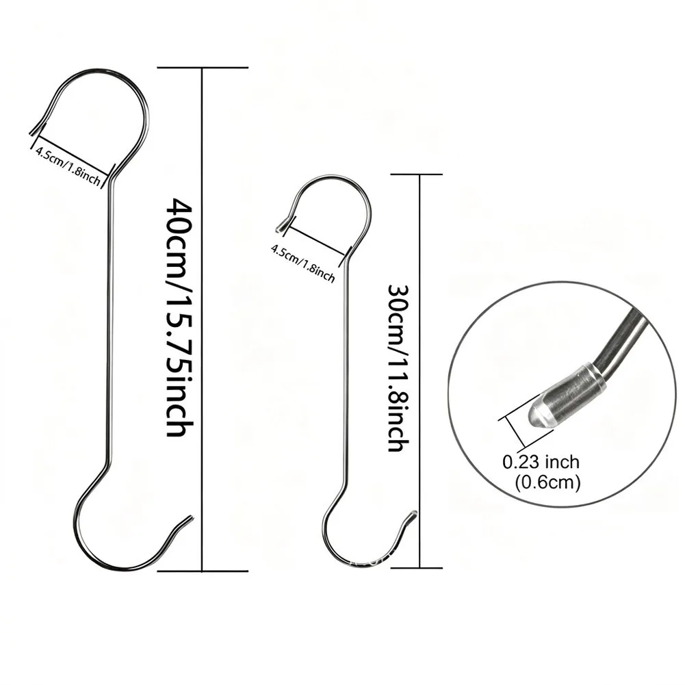 20 Pcs S Hooks for Flower Basket Bird Feeder Wind Chime Hanging Garden Decor Outdoor Indoor Metal 30cm 40cm Size