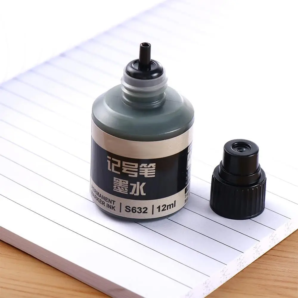 Papelaria instantaneamente seco 12ml preto vermelho azul tinta de óleo marcadores canetas tinta caneta tinta graffiti caneta marcador de tinta recarga de tinta