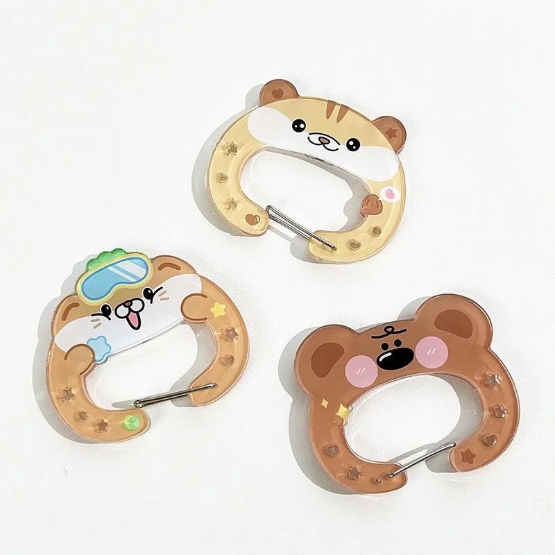 Lustiger Wanderkarabiner mit animierten Tieren, Schlüsselanhänger mit Acrylschnalle, Rucksackdekoration, Schlüsselanhänger mit mehreren Taschen