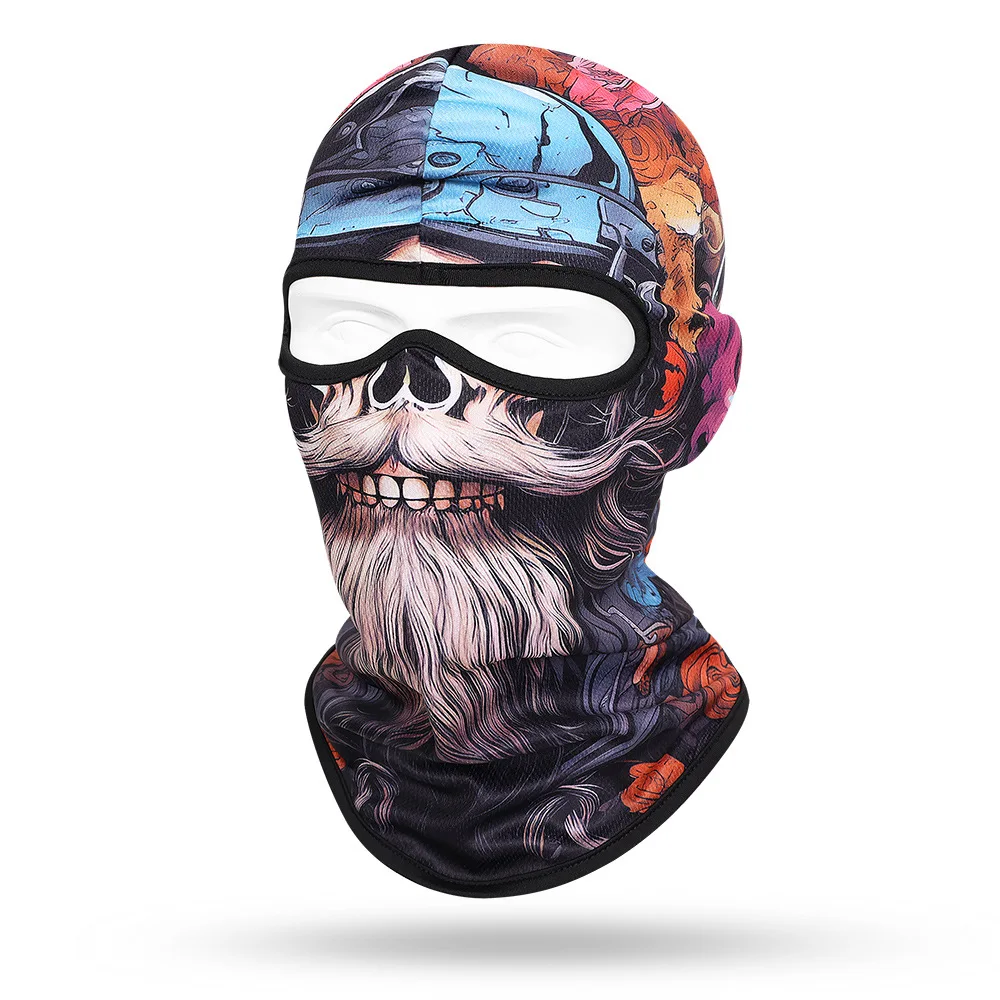 Beard Old Men Balaclava Skull Full Face Cap New 3D Print Elastic Dry Quick Masks Hat Motorcycle Helmet Liner Biker Neck Warmer