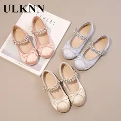 Children's Princess Shoes Fashionable Water Rhinstone Girls' Little Leather Shoes 2024 Spring New Soft Sole Girl Single Shoes