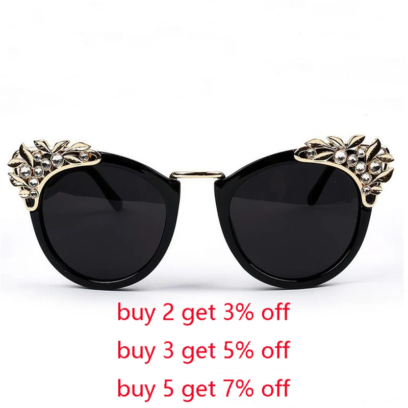 Blue Lens Cat Eye Myopia Sunglasses With Prescription Fashion Inlaid Rhinestone Polarized Sun Glasses For Women -0.5 -0.75 To -6