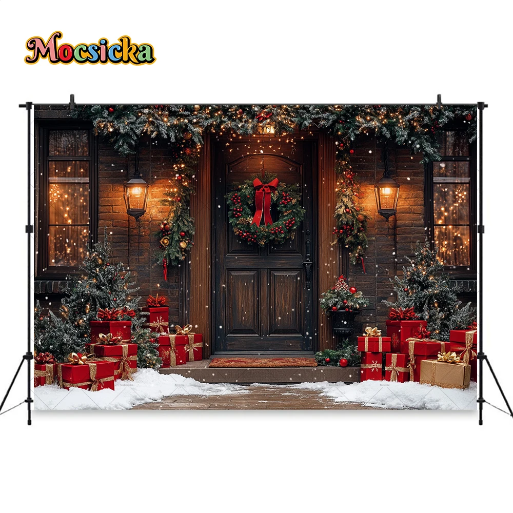 Kids Outdoor Xmas Gifts - Sfondo porta in legno marrone per