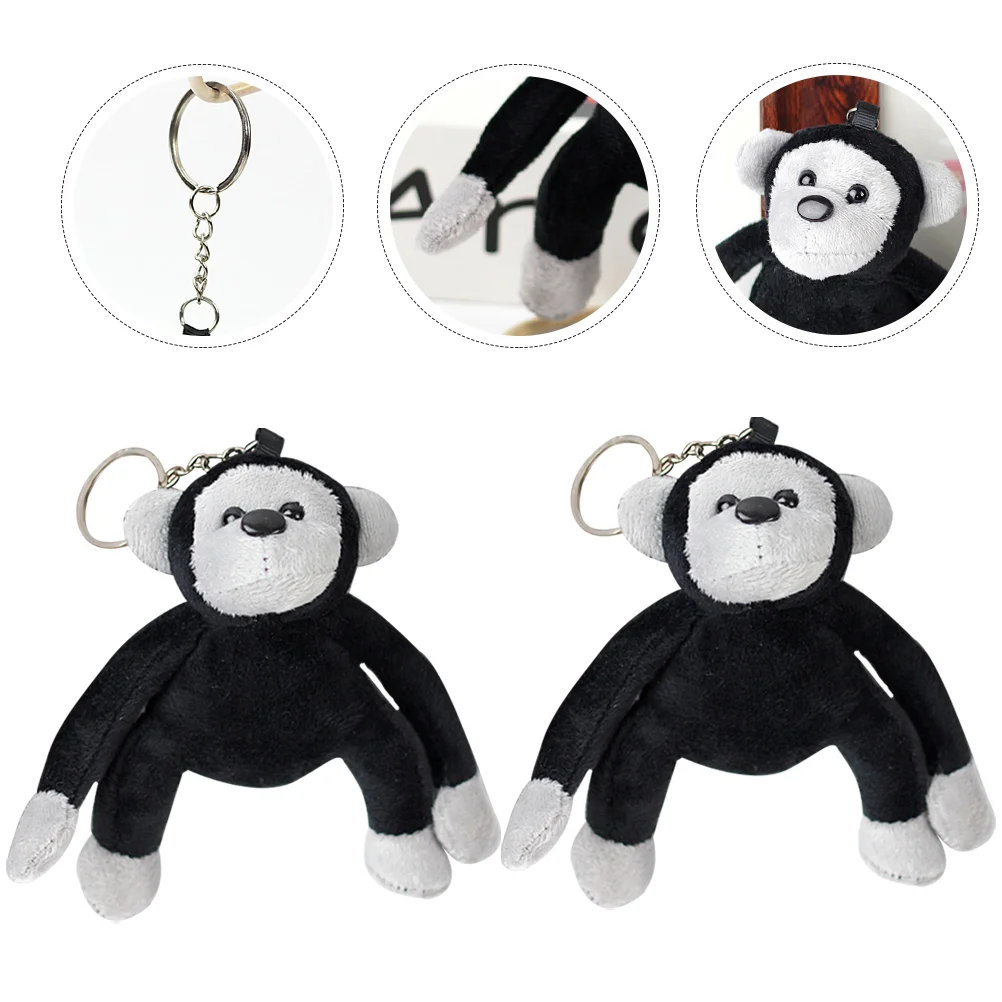 

2 Pcs Orangutan Keychain Plush Mini Plushies Decorate Gorilla Stuffed Animal Metal Keychains Toy Baby Phone Purse