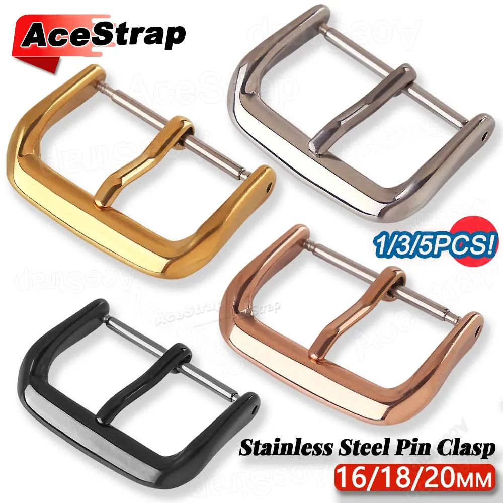 16mm 18mm 20mm 1/3/4/5pcs Stainless Steel Pin Buckle Leather Silicone Nylon Watchbands Clasp Matel Button Replace Accessories