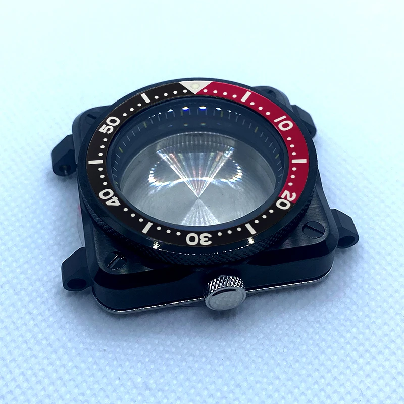 Black SKX007 Replace Watch Case Square Pilots Cockpit Case FitsNH35 NH36 Movement  SKX007 Square Pilots Cockpit Case Square Case