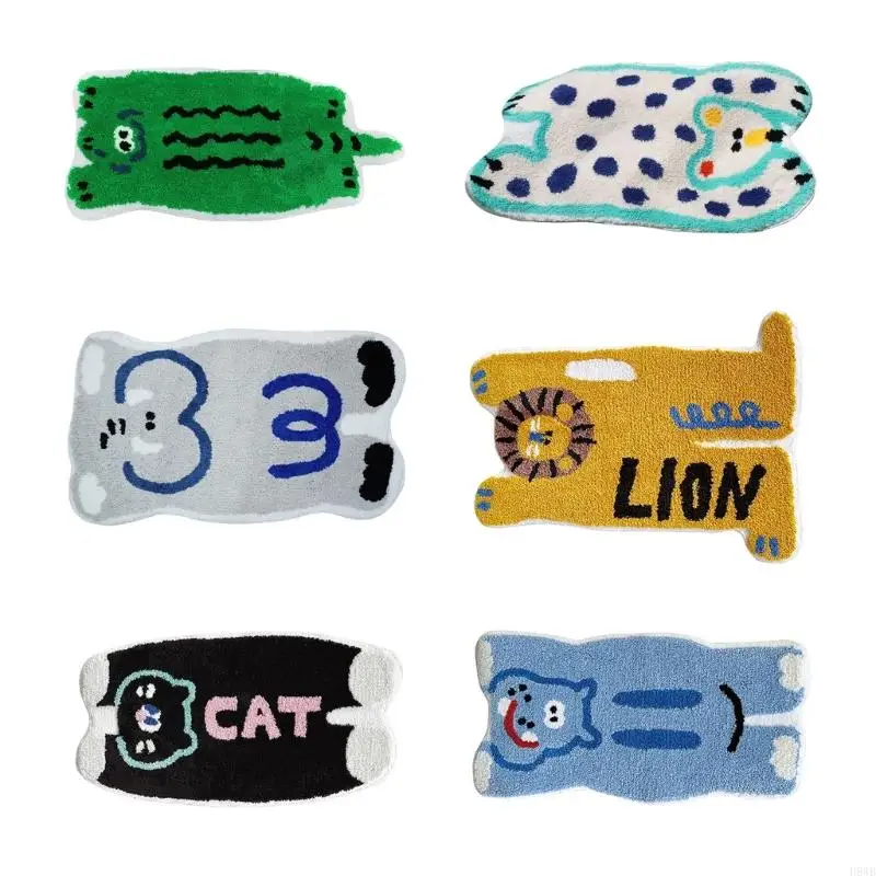 

H8WB флокированный коврик с рисунком животных для детей, мягкий толстый плюшевый нескользящий напольный коврик, впитывающий для