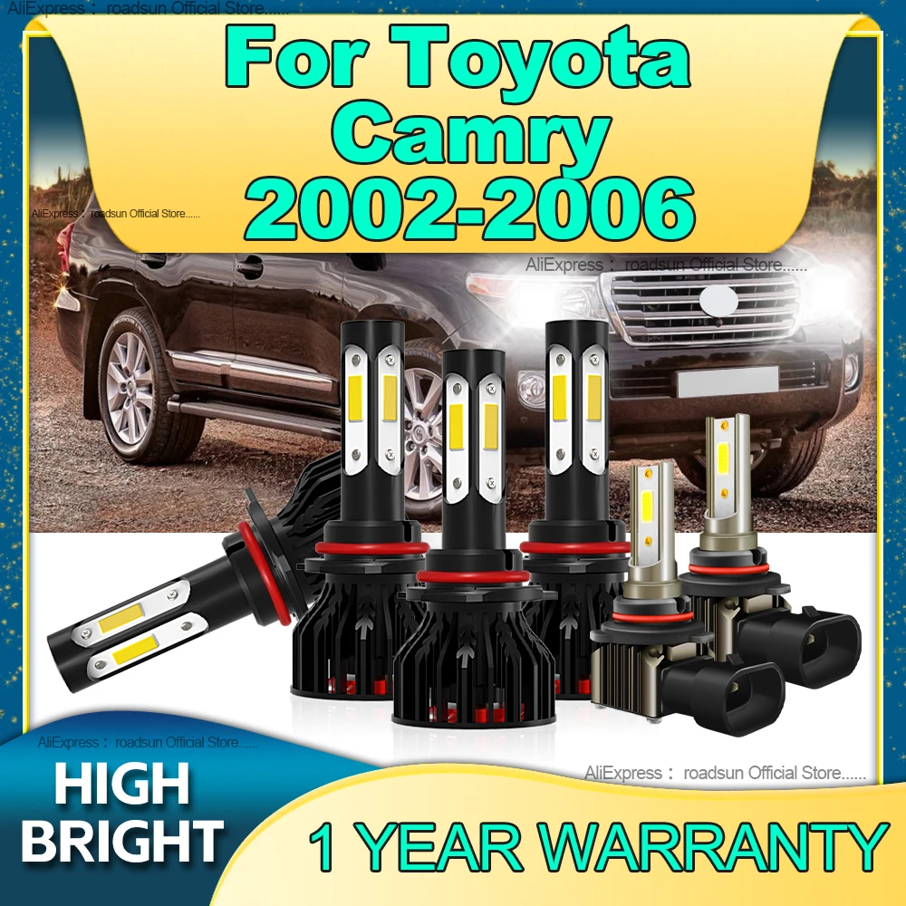 2/6Pcs Car Headlight Bulb LED 30000LM HB3 HB4 6000K Lamp Plug and Play Fog Light For Toyota Camry 2002 2003 2004 2005 2006