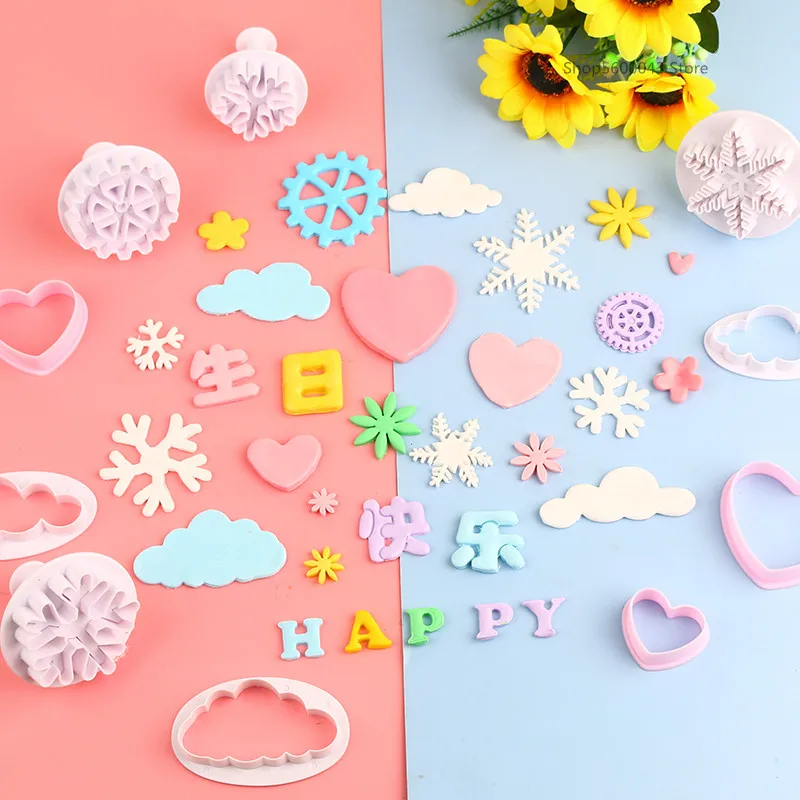 Polymer Clay Cutter Cloud Mold Heart Star Shape Cutting Mold DIY Pottery Sculpture Geometric Figure Embossing Modeling Tools