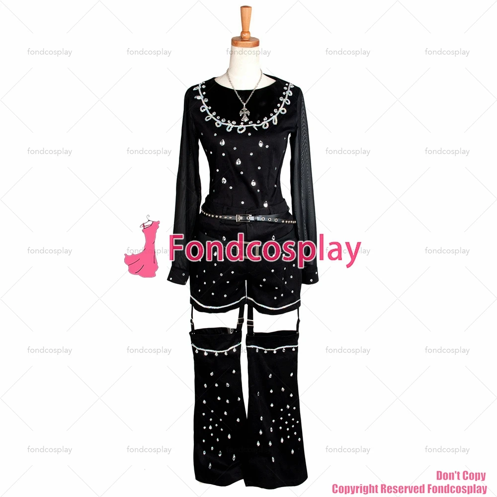 fondcosplay tripp Fashion Hiphop Gazette Uruha Visual J-rock black cotton jacket pants Bright diamond Costume CD/TV[G242]