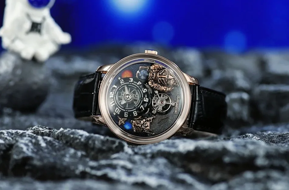 PINDU Uhr Männer Neue Space Serie Einzigartiges Design Dreidimensionale Zifferblatt Arabische Ziffern Leuchtende Saphir Mechanische Uhr W2101B – Detail 2