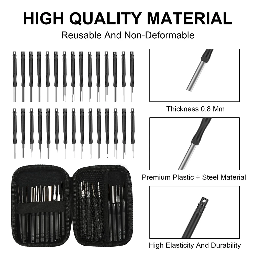 30Pcs/set Terminal Removal Tool Kit Car Cable Plug Removal Tool Pin Puller Car Repair Tool Screws Auto Accessories