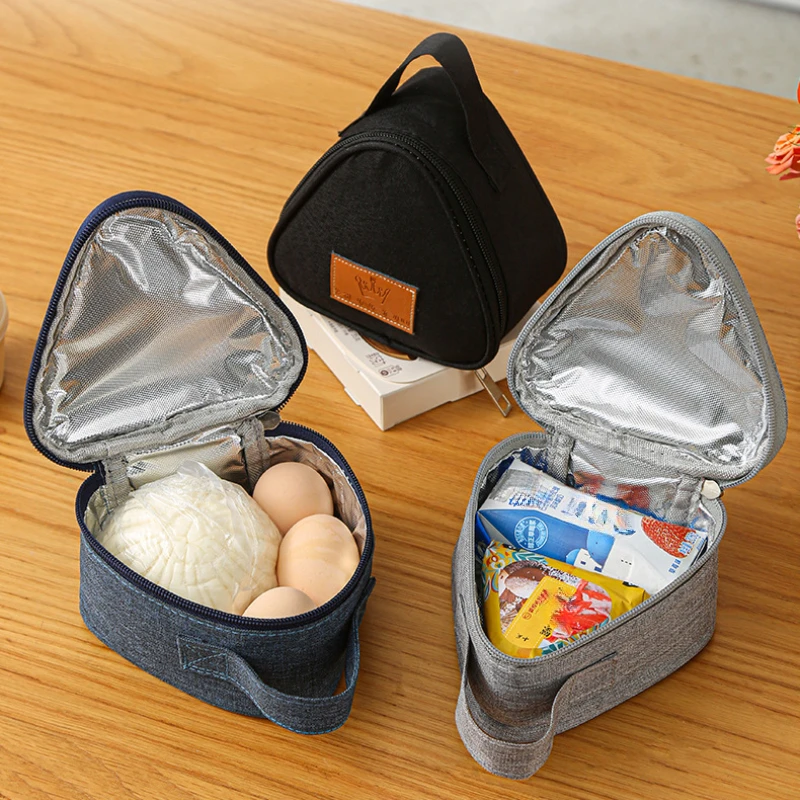 Tragbare Frühstücks-Isoliertasche, dreieckige Isoliertasche aus Aluminiumfolie, Mini-Reis- und Gemüserollentasche, Lunchbox für den Außenbereich