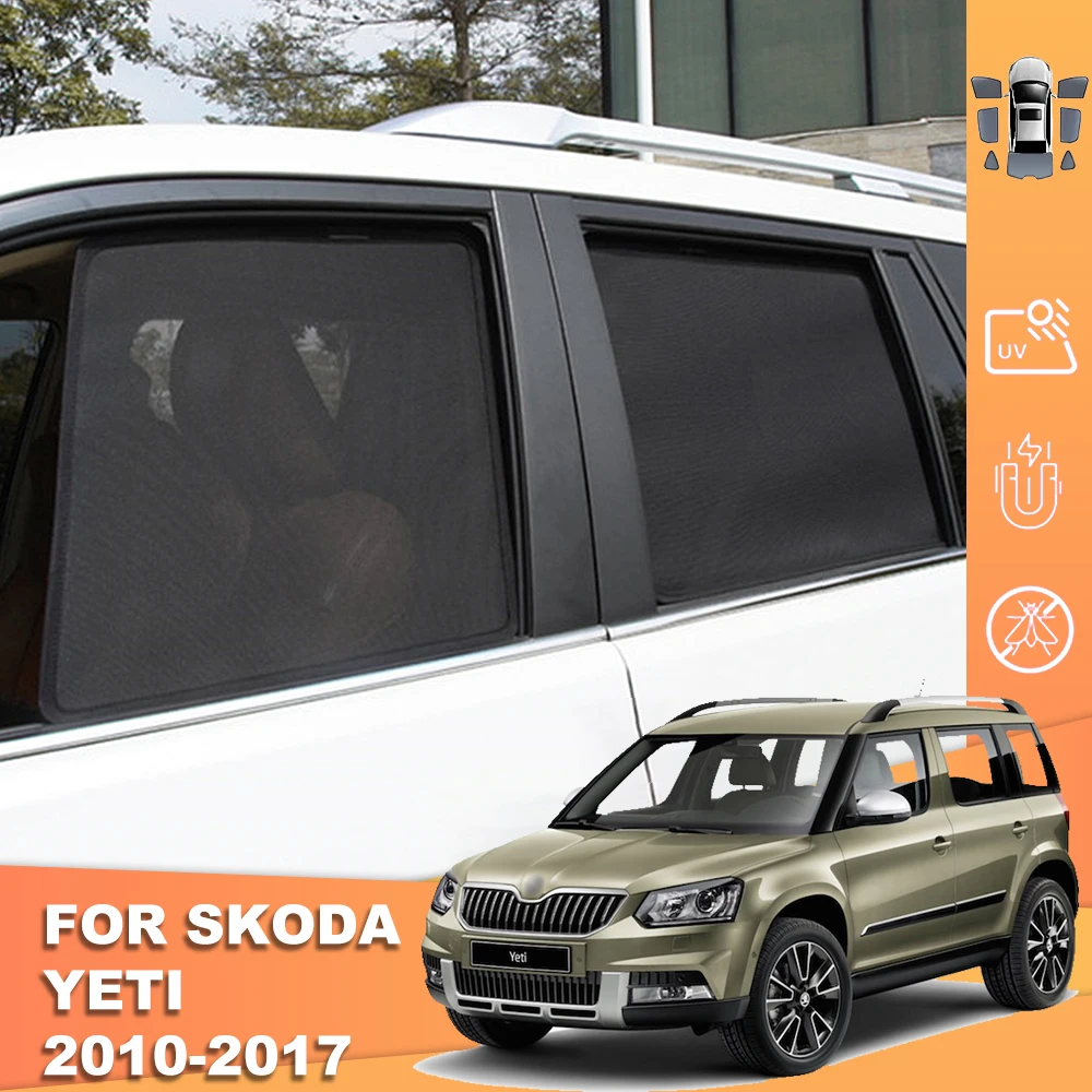 Magnetyczna osłona przeciwsłoneczna do samochodu Skoda Yeti 5L 2009-2017, zasłonka na przednią szybę, siatka na tylne boczne okna dla dzieci.